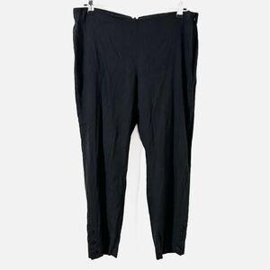 J. Jill Linen Blend Black Pants Partial Elastic Waist Side Invisible Zipper Med.